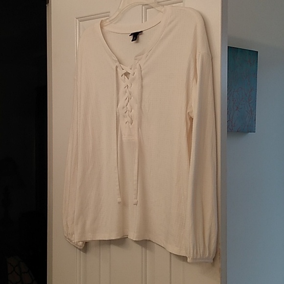 Cream Off White Long Sleeve Top Shirt Blouse up to XL NWOT - Picture 1 of 10